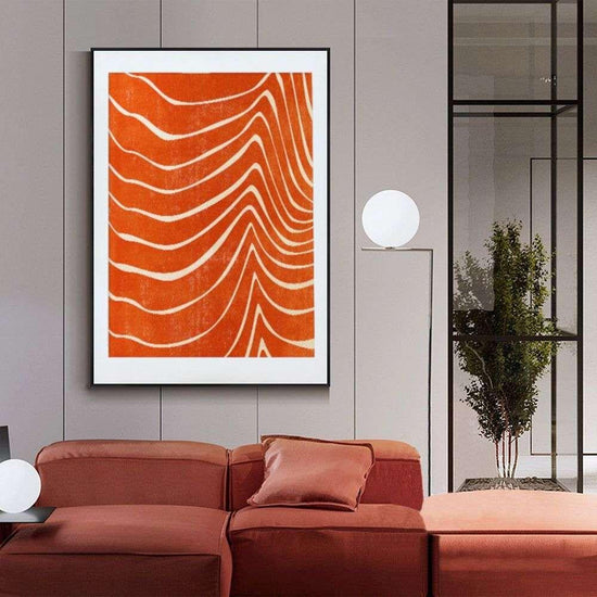 Wall Art 50cmx70cm Abstract Orange Black Frame Canvas - Magdasmall