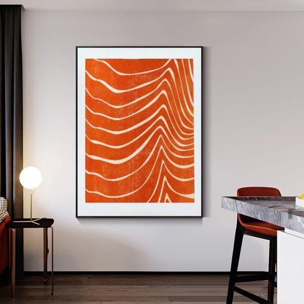 Wall Art 50cmx70cm Abstract Orange Black Frame Canvas - Magdasmall