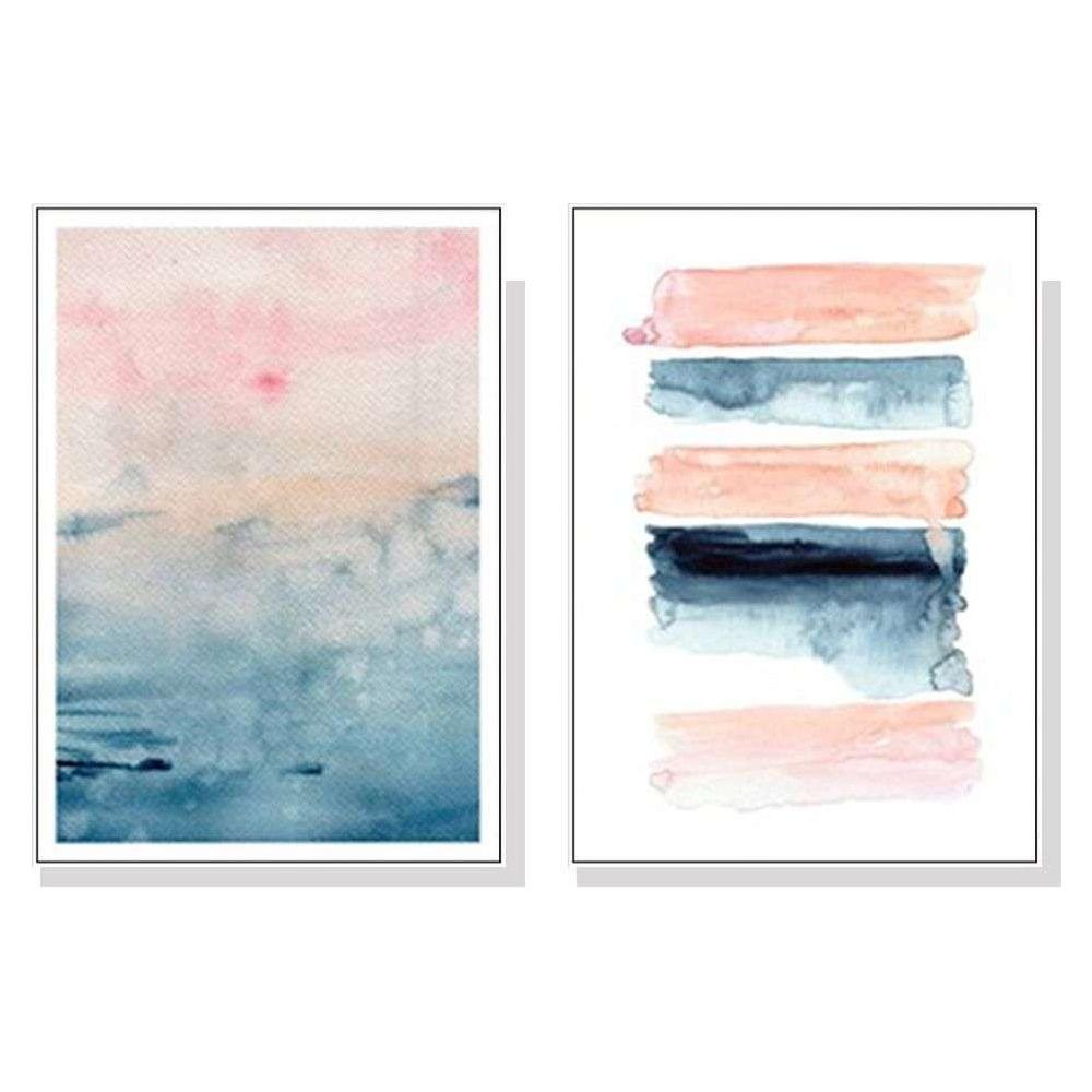 Wall Art 50cmx70cm Abstract Pink 2 Sets White Frame Canvas