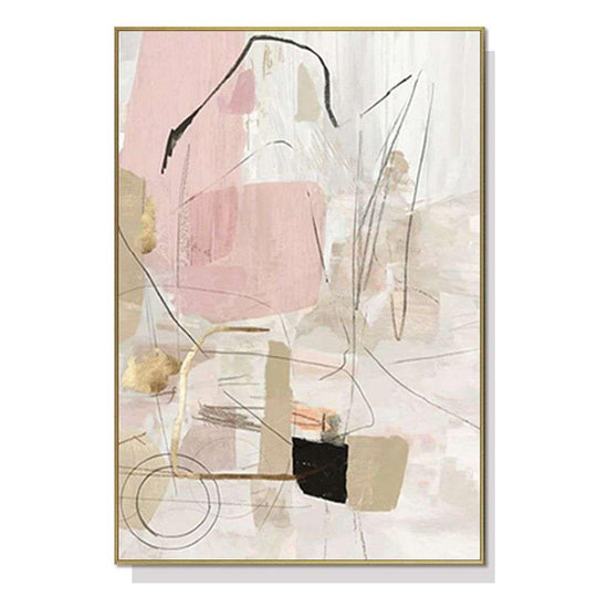 Wall Art 50cmx70cm Abstract Pink Gold Frame Canvas