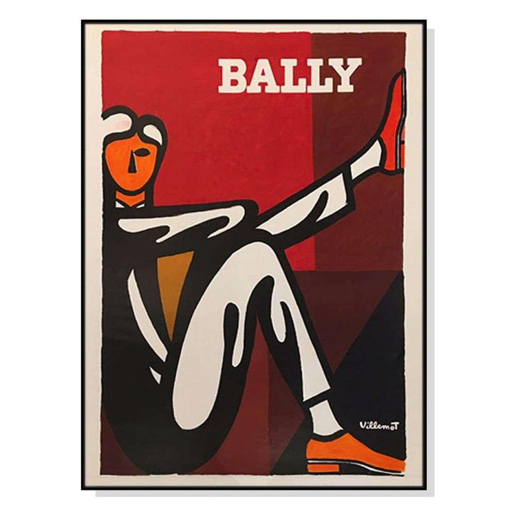 Wall Art 50cmx70cm Bally Man by Villemot Black Frame Canvas - Magdasmall