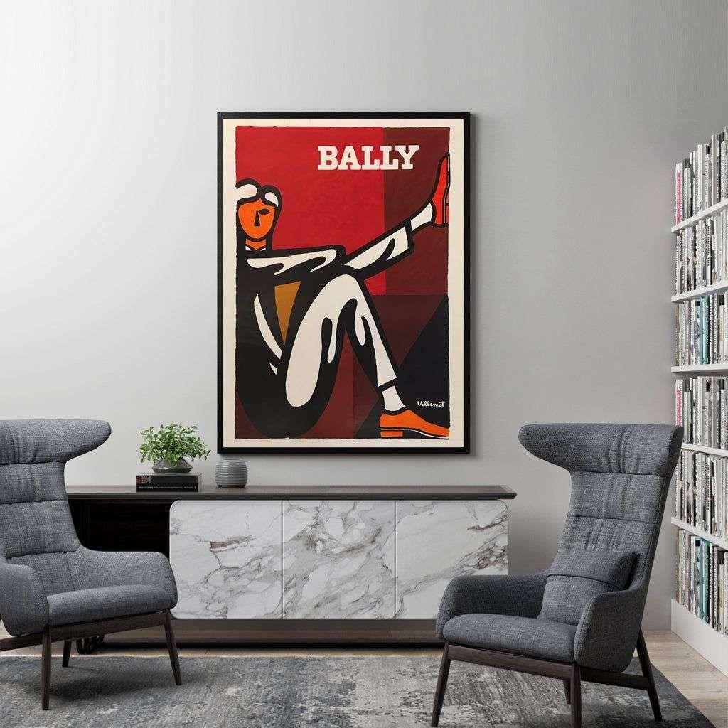 Wall Art 50cmx70cm Bally Man by Villemot Black Frame Canvas - Magdasmall