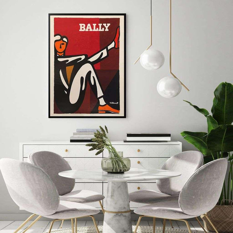 Wall Art 50cmx70cm Bally Man by Villemot Black Frame Canvas - Magdasmall