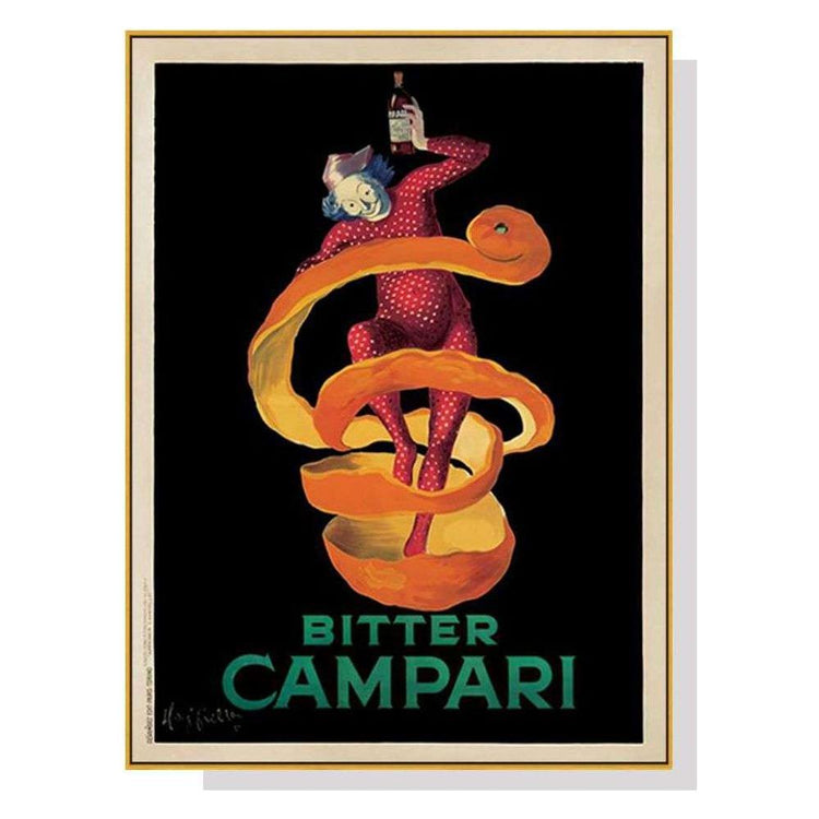Wall Art 50cmx70cm Bitter Campari Gold Frame Canvas - Magdasmall