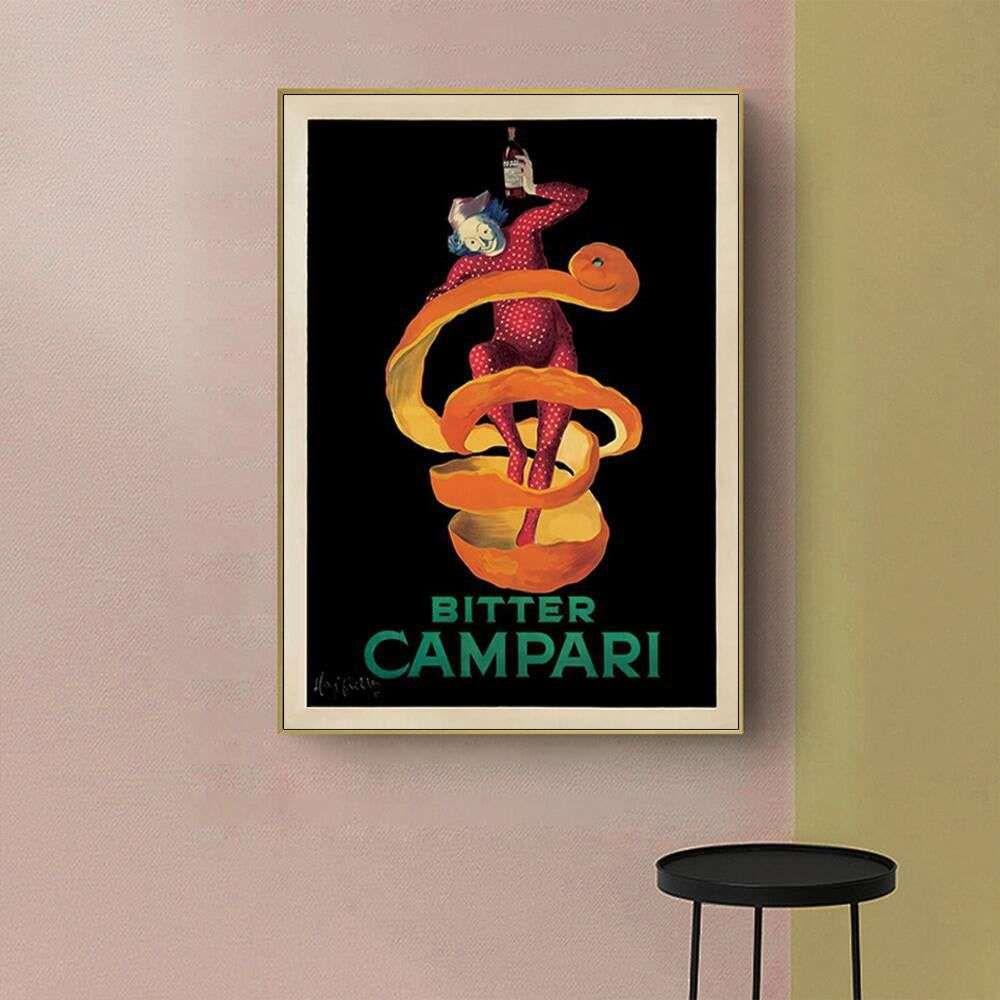 Wall Art 50cmx70cm Bitter Campari Gold Frame Canvas - Magdasmall