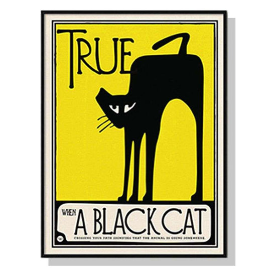 Wall Art 50cmx70cm Black Cat Black Frame Canvas - Magdasmall