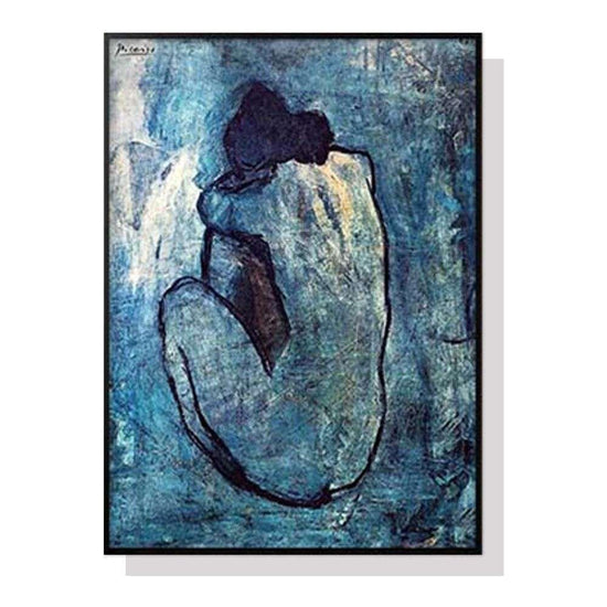 Wall Art 50cmx70cm Blue Nude by Pablo Picasso Black Frame Canvas