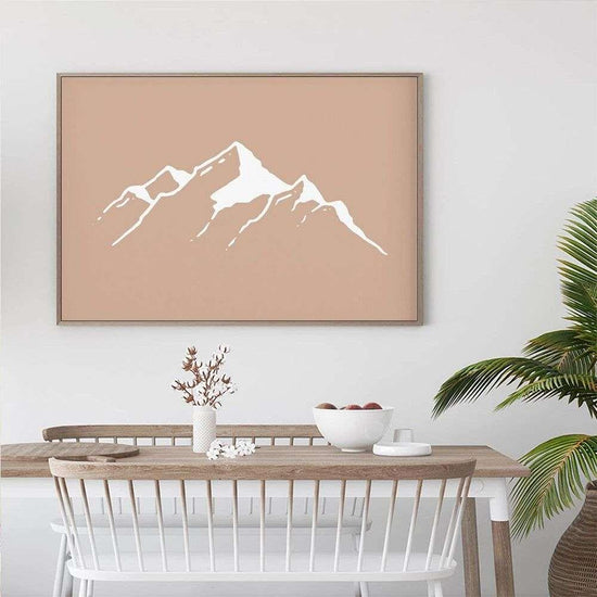 Wall Art 50cmx70cm Boho Mountain Wood Frame Canvas - Magdasmall