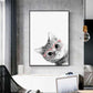 Wall Art 50cmx70cm Cat With Glasses Black Frame Canvas - Magdasmall