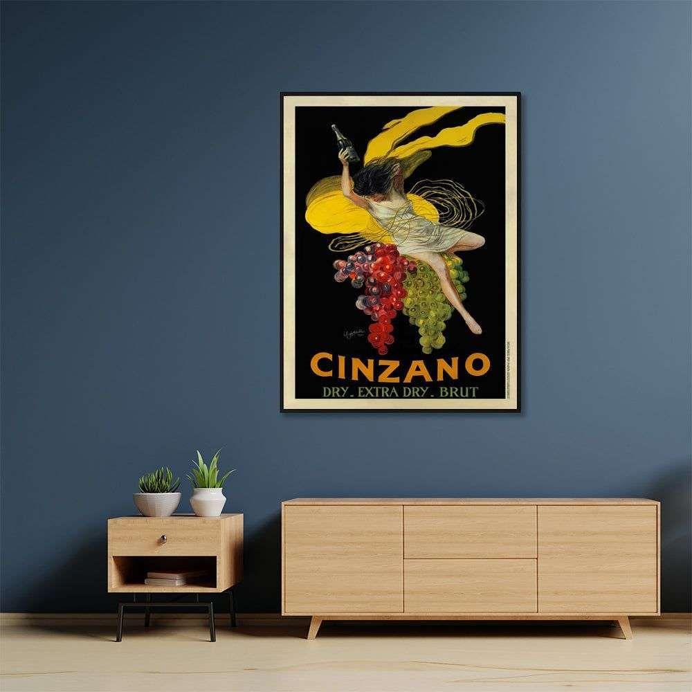 Wall Art 50cmx70cm Cinzano Black Frame Canvas - Magdasmall