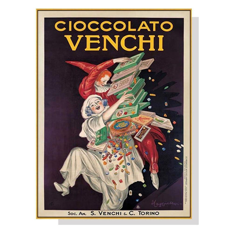 Wall Art 50cmx70cm Cioccolato Venchi Vintage Gold Frame Canvas