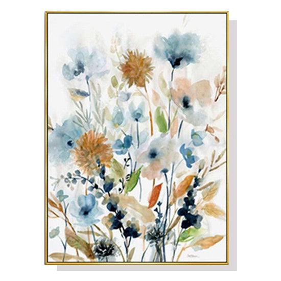 Wall Art 50cmx70cm Colourful Floras Watercolour style I Gold Frame Canvas - Magdasmall