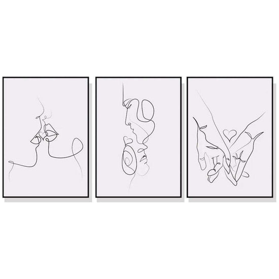 Wall Art 50cmx70cm Couples 3 Sets Black Frame Canvas - Magdasmall