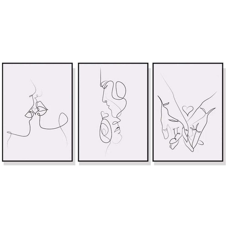 Wall Art 50cmx70cm Couples 3 Sets Black Frame Canvas - Magdasmall