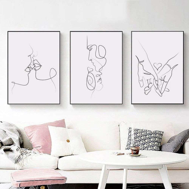 Wall Art 50cmx70cm Couples 3 Sets Black Frame Canvas - Magdasmall