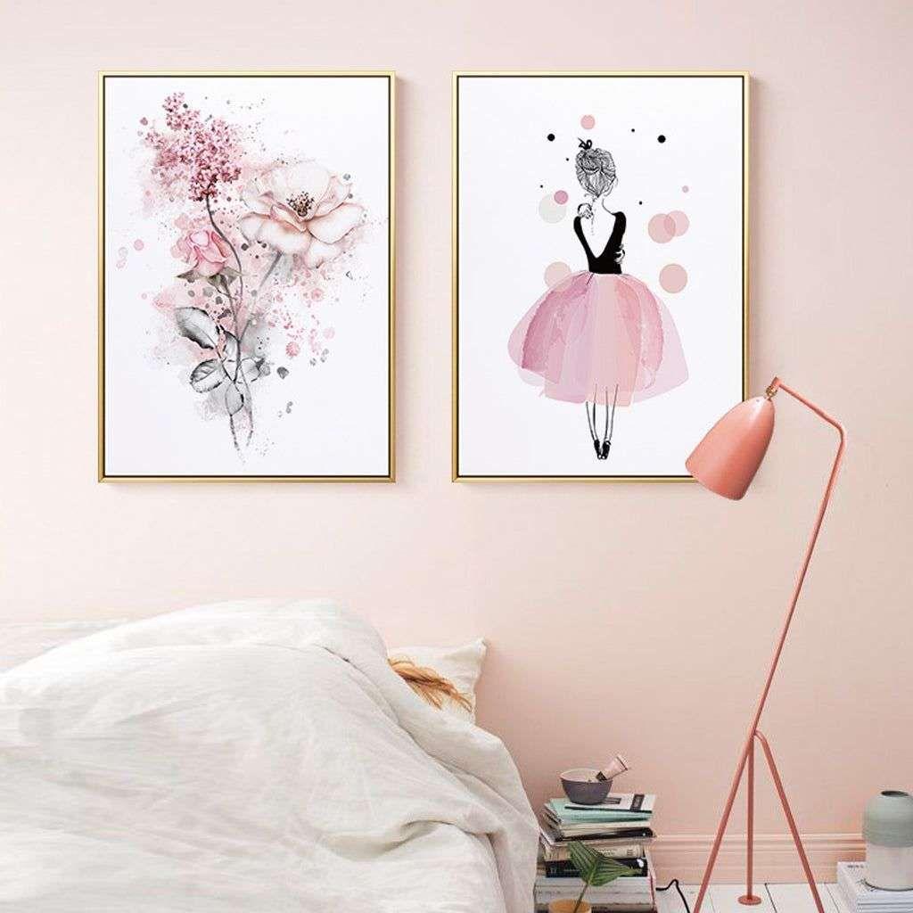 Wall Art 50cmx70cm Dancing Ballerina in Paris 2 Sets Gold Frame Canvas