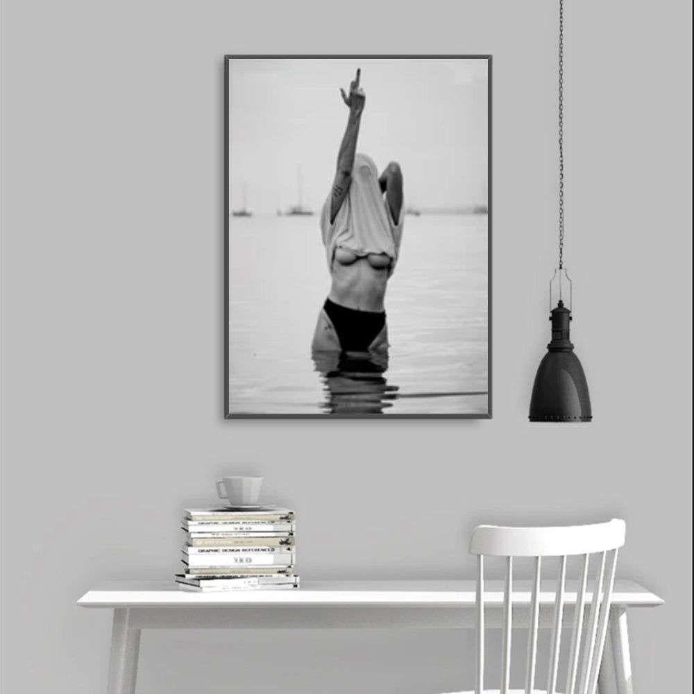 Wall Art 50cmx70cm Feminist Print Black Frame Canvas - Magdasmall