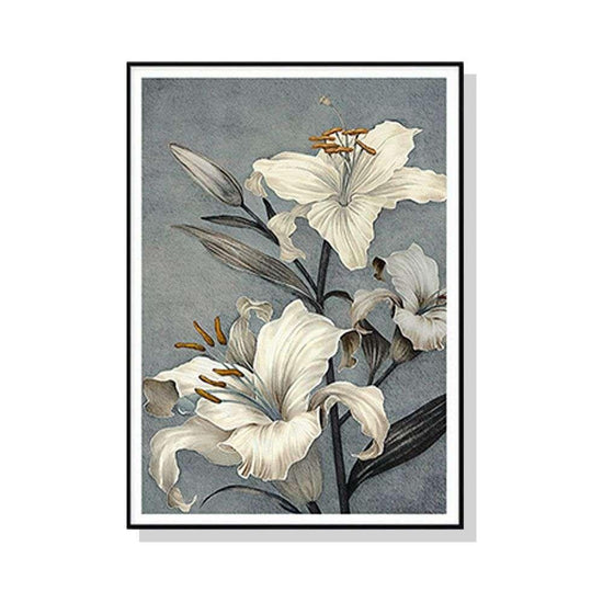 Wall Art 50cmx70cm Floral Lily II Black Frame Canvas - Magdasmall