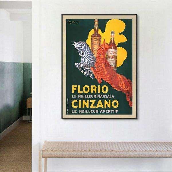 Wall Art 50cmx70cm Florio Cinzano Black Frame Canvas - Magdasmall