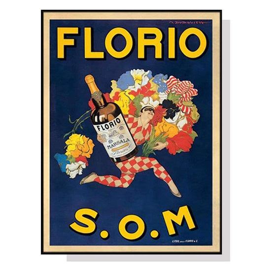 Wall Art 50cmx70cm Florio S.O.M Black Frame Canvas - Magdasmall