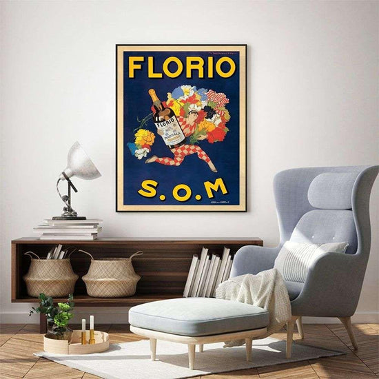 Wall Art 50cmx70cm Florio S.O.M Black Frame Canvas - Magdasmall