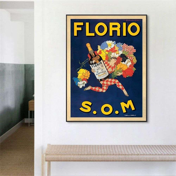 Wall Art 50cmx70cm Florio S.O.M Black Frame Canvas - Magdasmall