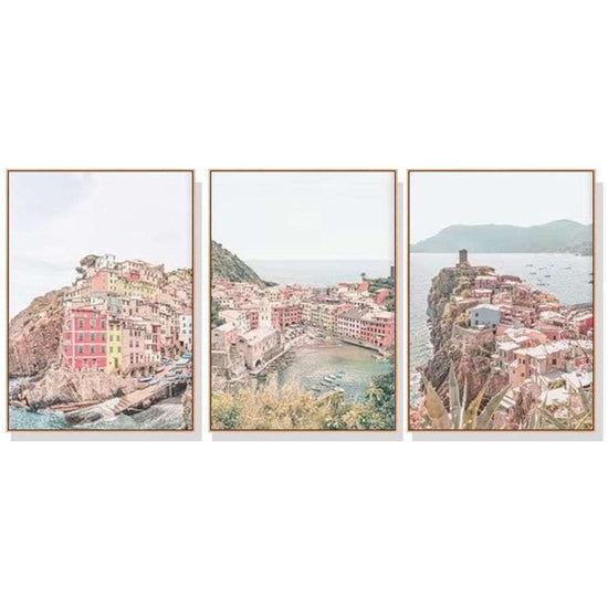 Wall Art 50cmx70cm Italy Cinque Terre 3 Sets Wood Frame Canvas - Magdasmall