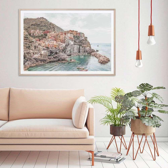 Wall Art 50cmx70cm Italy Cinque Terre Wood Frame Canvas - Magdasmall