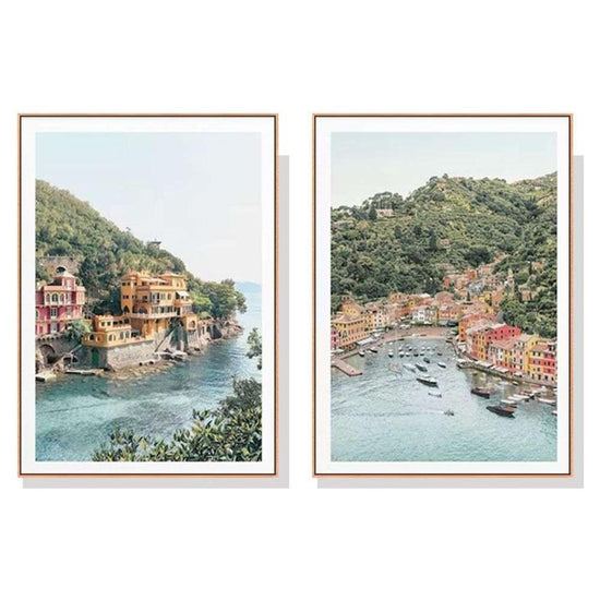 Wall Art 50cmx70cm Italy Coast 2 Sets Wood Frame Canvas - Magdasmall