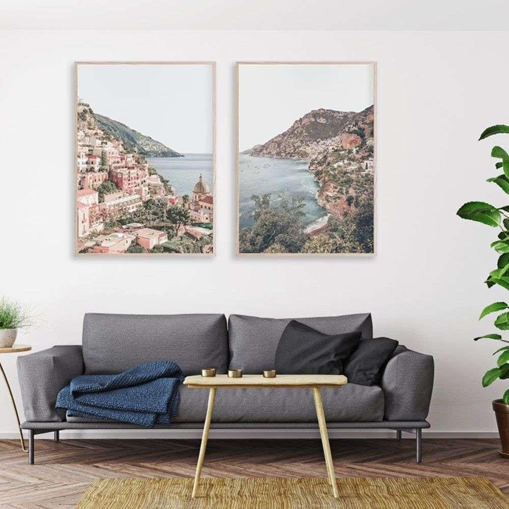 Wall Art 50cmx70cm Italy Positano 2 Sets Wood Frame Canvas - Magdasmall