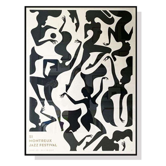 Wall Art 50cmx70cm Jazz Festival Black Frame Canvas - Magdasmall