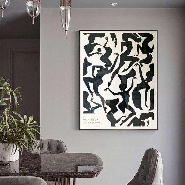 Wall Art 50cmx70cm Jazz Festival Black Frame Canvas - Magdasmall