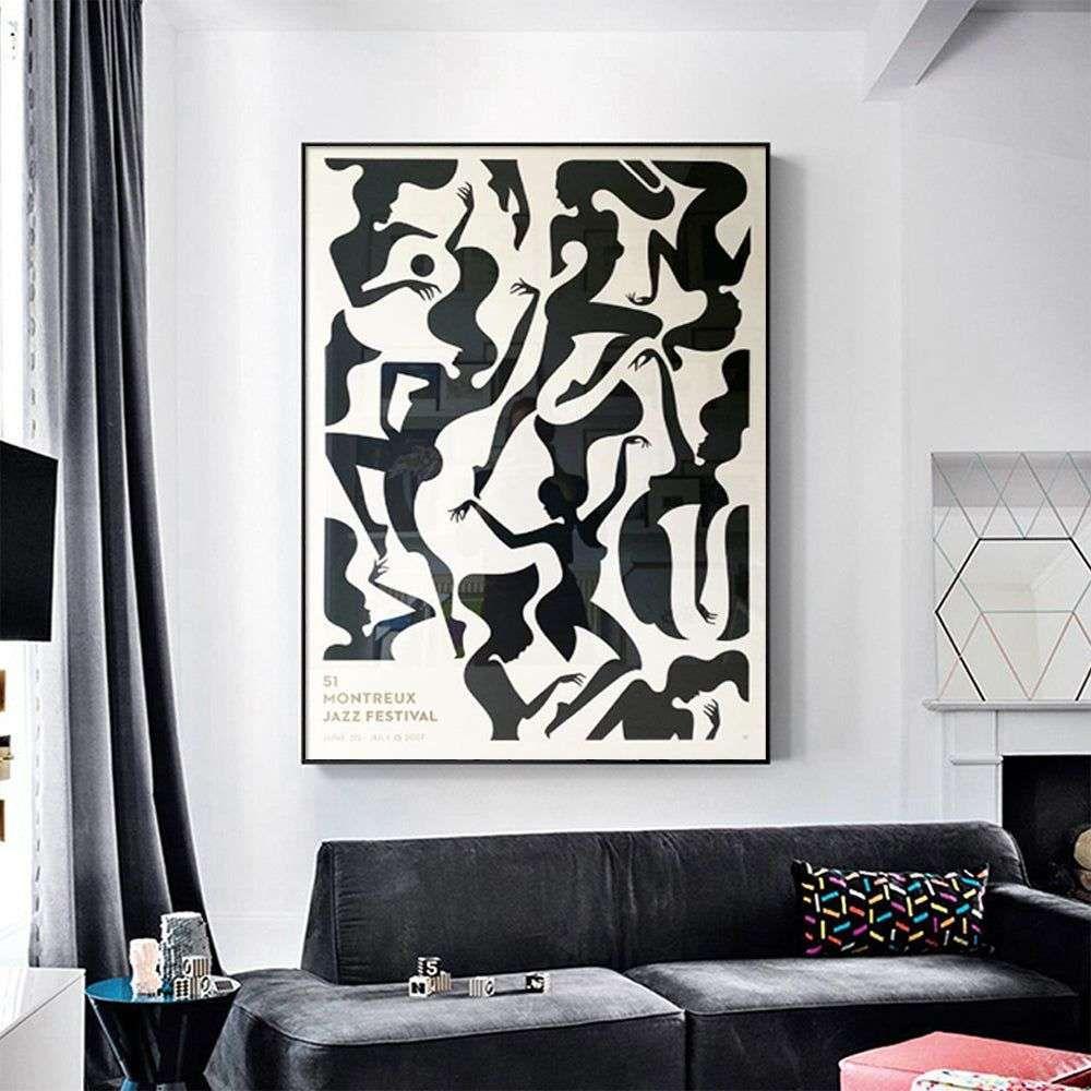 Wall Art 50cmx70cm Jazz Festival Black Frame Canvas - Magdasmall