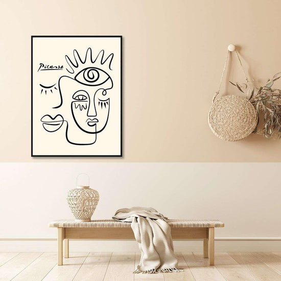 Wall Art 50cmx70cm Line Art By Pablo Picasso Black Frame Canvas - Magdasmall