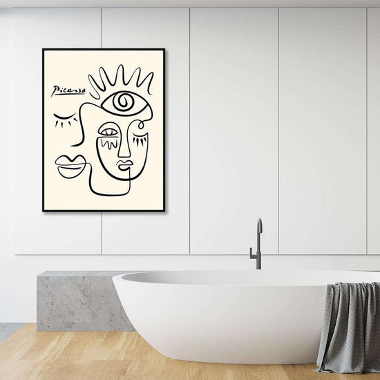 Wall Art 50cmx70cm Line Art By Pablo Picasso Black Frame Canvas - Magdasmall