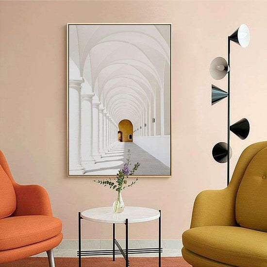 Wall Art 50cmx70cm Long Corridor Style A Gold Frame Canvas - Magdasmall