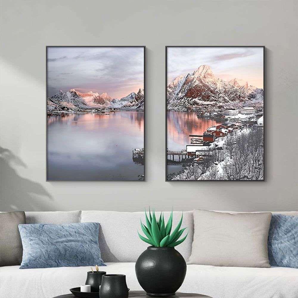 Wall Art 50cmx70cm Nordic Norway 2 Sets Black Frame Canvas - Magdasmall