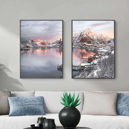 Wall Art 50cmx70cm Nordic Norway 2 Sets Black Frame Canvas - Magdasmall