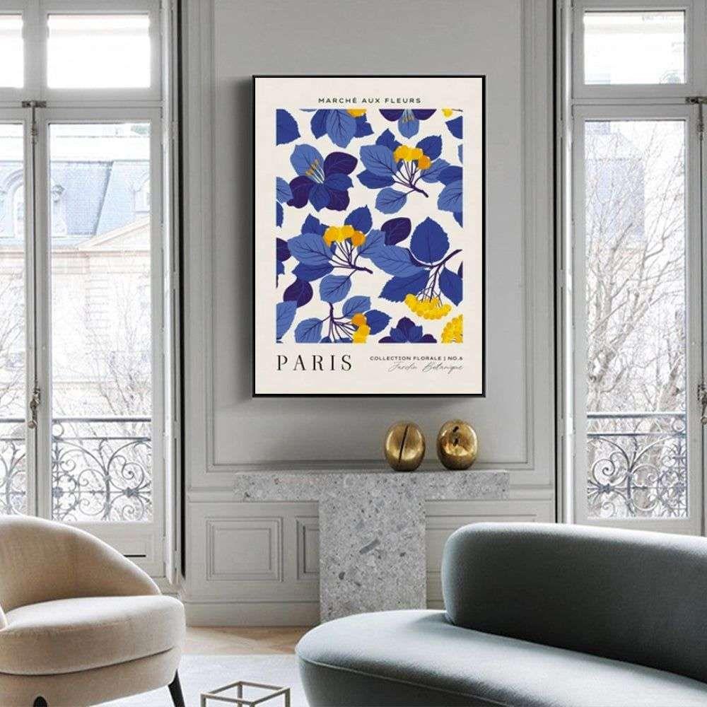 Wall Art 50cmx70cm Paris Flower Market Black Frame Canvas - Magdasmall