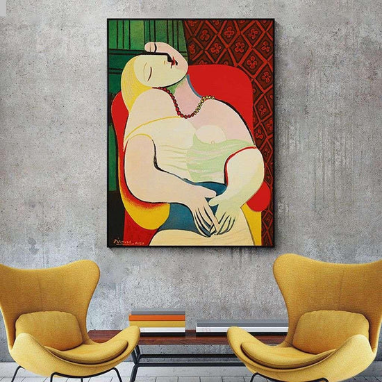 Wall Art 50cmx70cm The dream by Pablo Picasso Gold Frame Canvas - Magdasmall