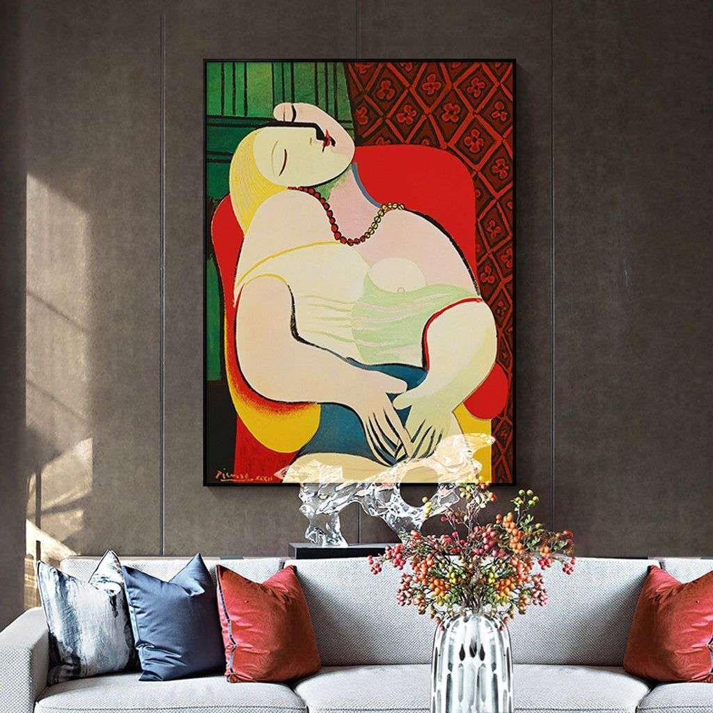 Wall Art 50cmx70cm The dream by Pablo Picasso Gold Frame Canvas - Magdasmall