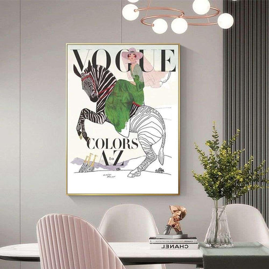 Wall Art 50cmx70cm Vogue Lady Gold Frame Canvas - Magdasmall