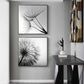 Wall Art 60cmx60cm Black and white dandelion 2 Sets Black Frame Canvas