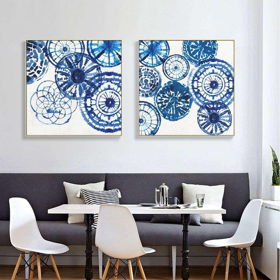 Wall Art 60cmx60cm Blue Day 2 Sets Gold Frame Canvas - Magdasmall