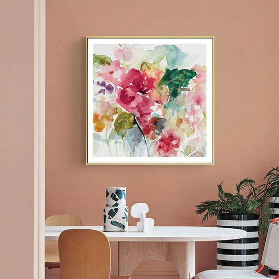 Wall Art 60cmx60cm Floral Brunch Gold Frame Canvas - Magdasmall