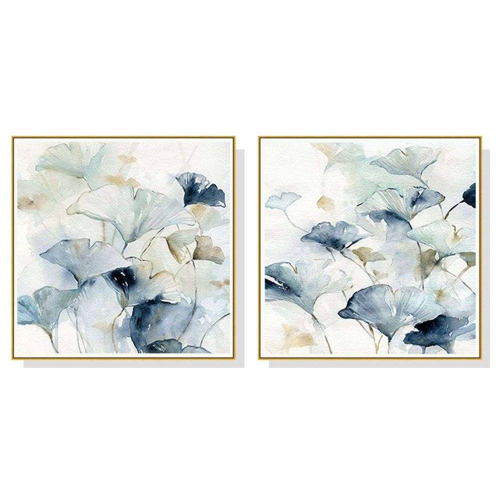 Wall Art 60cmx60cm Gingko Leaves By Carol Robinson 2 Sets Gold Frame Canvas