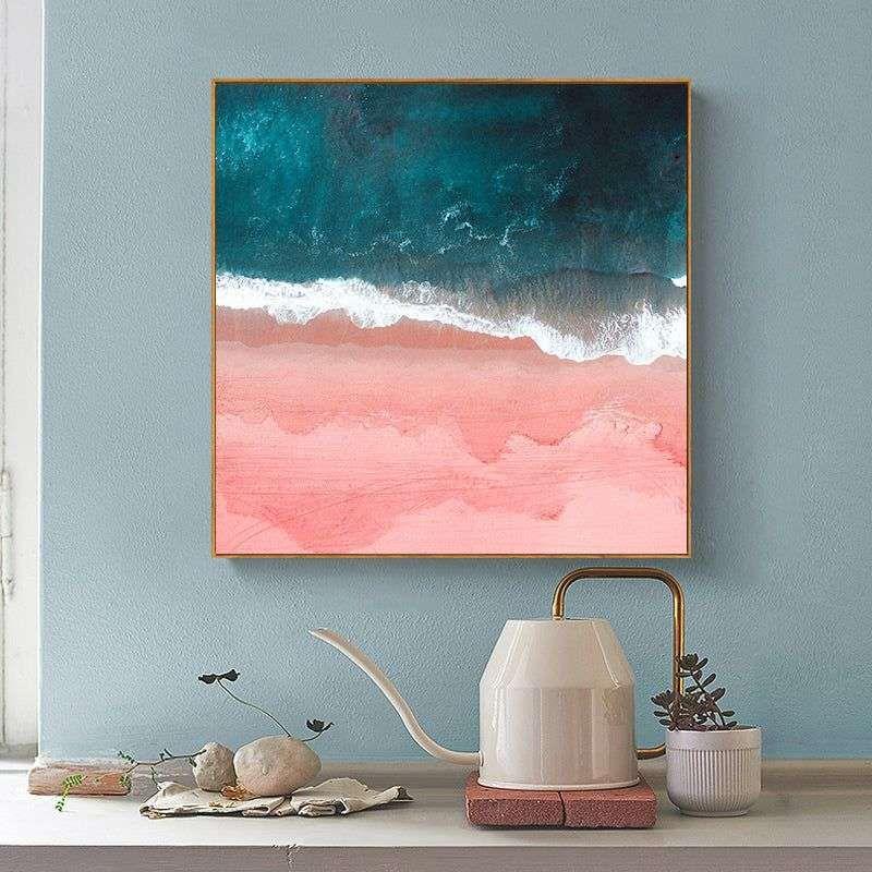 Wall Art 60cmx60cm Pink Sea Wood Frame Canvas - Magdasmall