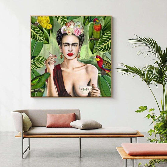 Wall Art 60cmx60cm Self Portrait by Frida Kahlo Wood Frame Canvas - Magdasmall