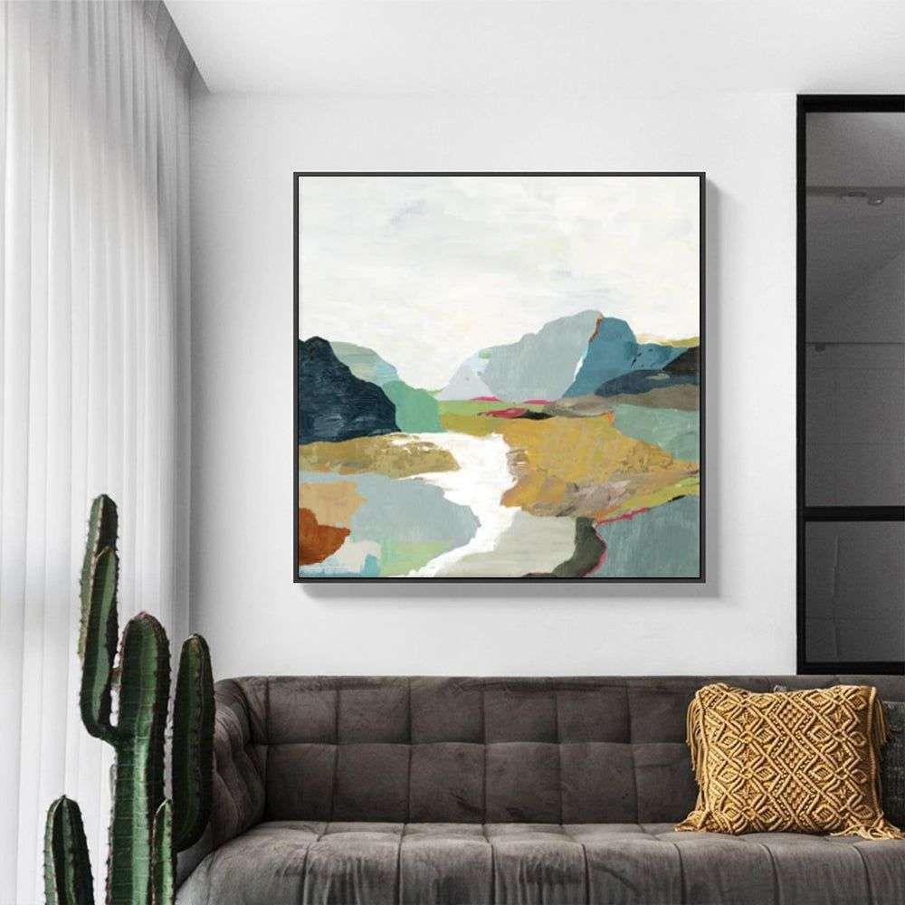 Wall Art 60cmx60cm September Afternoon Black Frame Canvas - Magdasmall