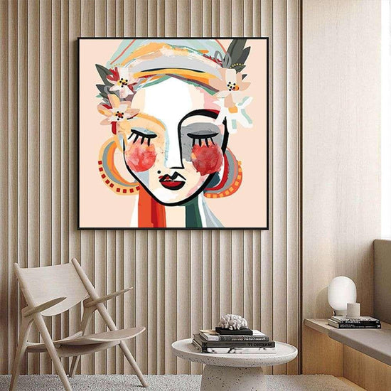 Wall Art 60cmx60cm Sophie Black Frame Canvas - Magdasmall